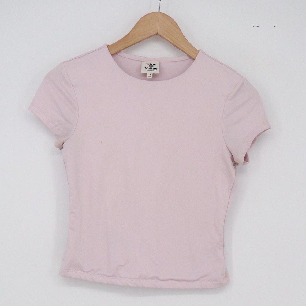 Vine and Valley T-Shirt Womens S Essentials Pink Short Sleeve Stretch Good